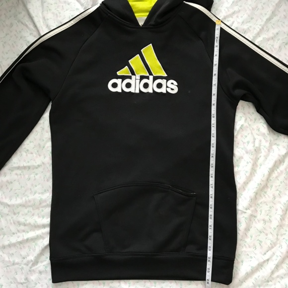 Adidas Pullover Hoodie Kids XL/Women's S/Men's M Black Neon Green Athletic - Picture 14 of 16